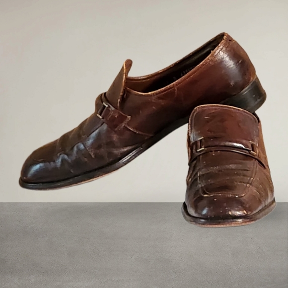 Men Vintage Leather Brown Loafers By Florsheim Size 13B/Men Designer Loafers - Picture 9 of 12